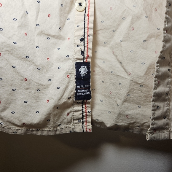 Netplay Heritage Workwear Cream Polka Dot Shirt - Picture 3 of 9